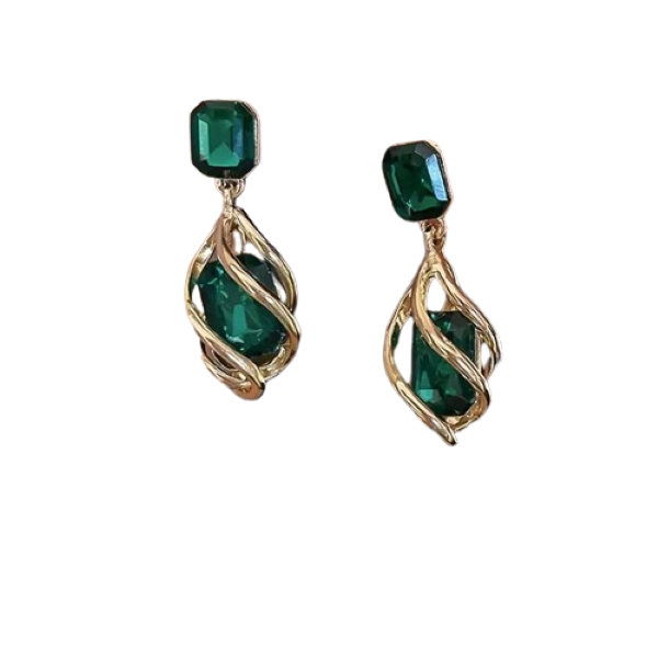 Twisted Cage Design With Shiny Rhinestone Decor Dangle Earrings