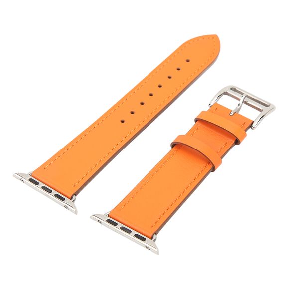 Orange Leather Band compatible with Apple Watch