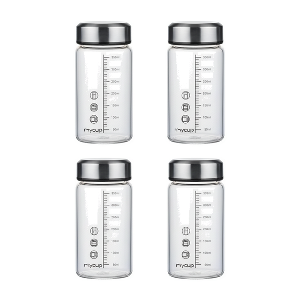 Glass Cups with Measuring Scale - Transparent - 20cm - 4 Pack