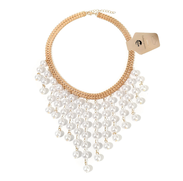 IPSTYLE Long Pearl Tassel Necklace for Women Trendy Elegant Creative Design