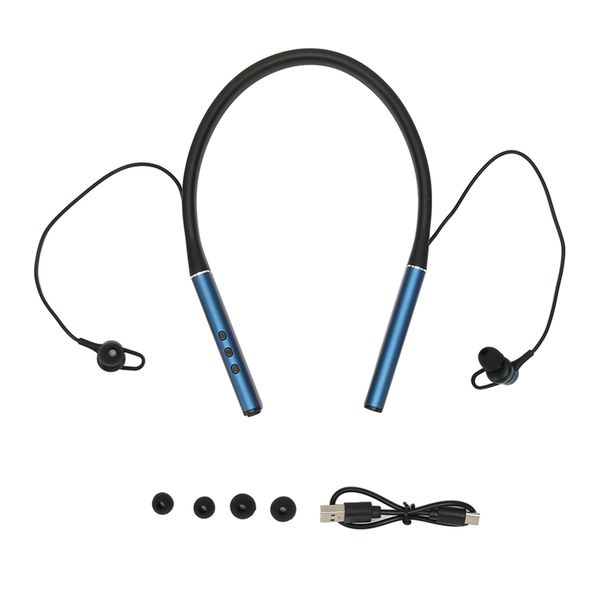 Neckband Bluetooth Headphones Wireless Stereo Bass Magnetic Earphone Blue