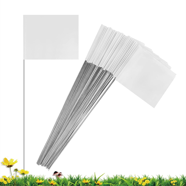 50 Pack Marking Flags White Yard Flags 15x4X5Inch Marker Flags