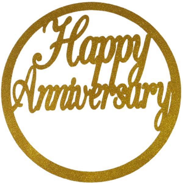 Happy Anniversary Glitter Round Wooden Sign 74cm