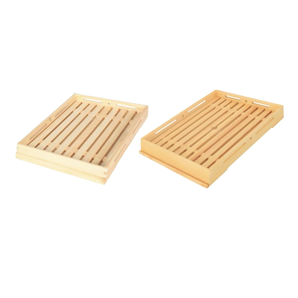 Bread Cutting Wood Bread Board Removable Crumb Catcher Bakery Set of 2