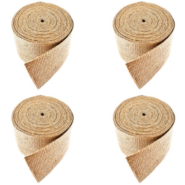 Craft 4pcs Natural Burlap Wired Jute Fabric Ribbon (1m x 15cm) Special