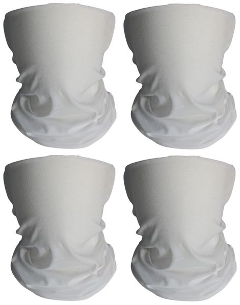 White Neck Face Gaiter Multifunctional Head Neck Wear - 6 Pack Combo