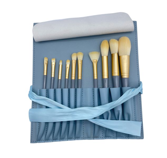 Cosmetic Brush Set 10 Pieces Makeup Brush Set With Brush Bag -Blue