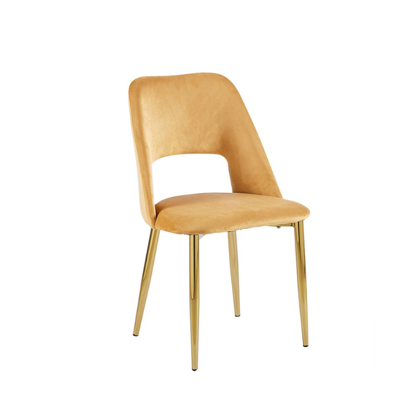 Modern Velvet Dining Chair with Golden Accented Metal Legs