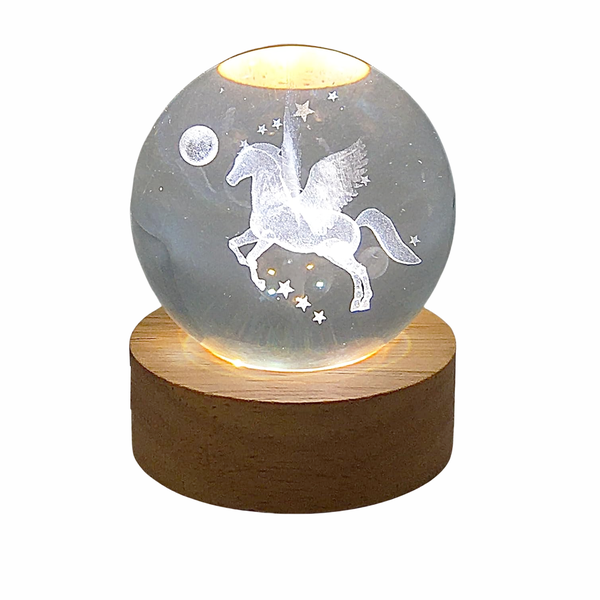 6cm 3D Crystal Ball Night Lamp, USB Powered Glass Ball