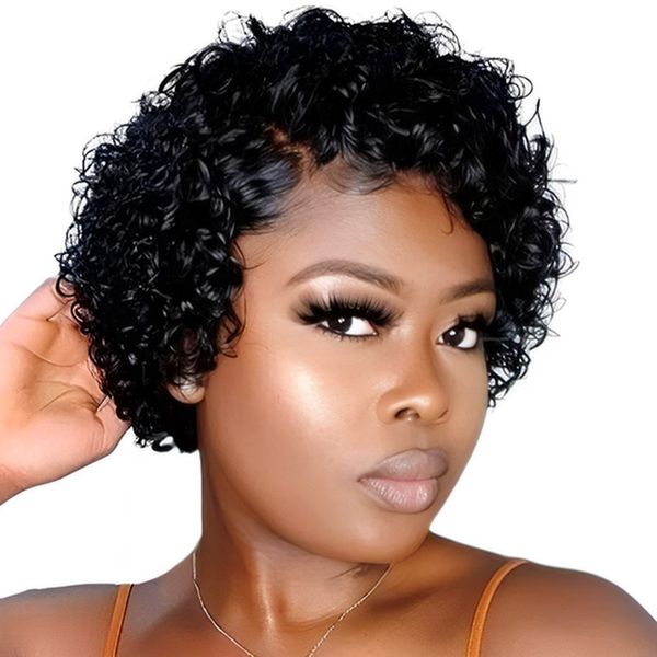 Top Quality Water Curly Pixie Frontal Wig13x1 Glueless Wig Golden Perfect