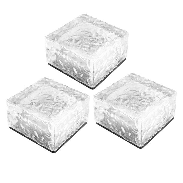 3 PCs Acrylic Solar Ice Cube LED Light for Garden Pathway Patio Pool