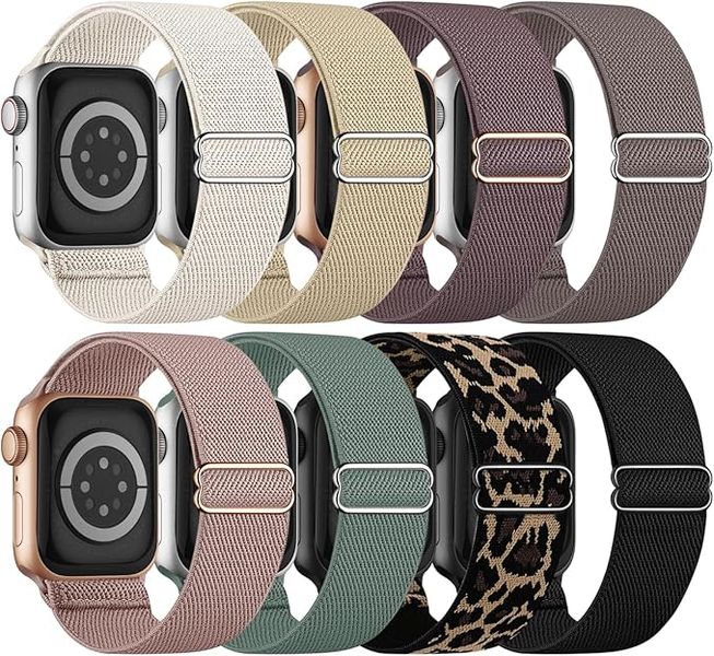 8 Pack Stretchy Solo Loop Band Compatible with Apple Watch Bands