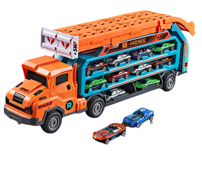 X-HOME Kids Hot Car Carrier Truck &amp; Vertical Racing Tracks and 12 Racing Cars