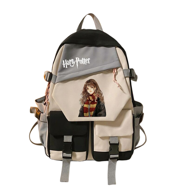 Color Blocking Schoolbag Harry Potter Hermione Watercolor Canvas Backpack
