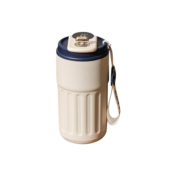 Stainless Steel Vacuum Coffee Mug - Cream &amp; Navy Blue