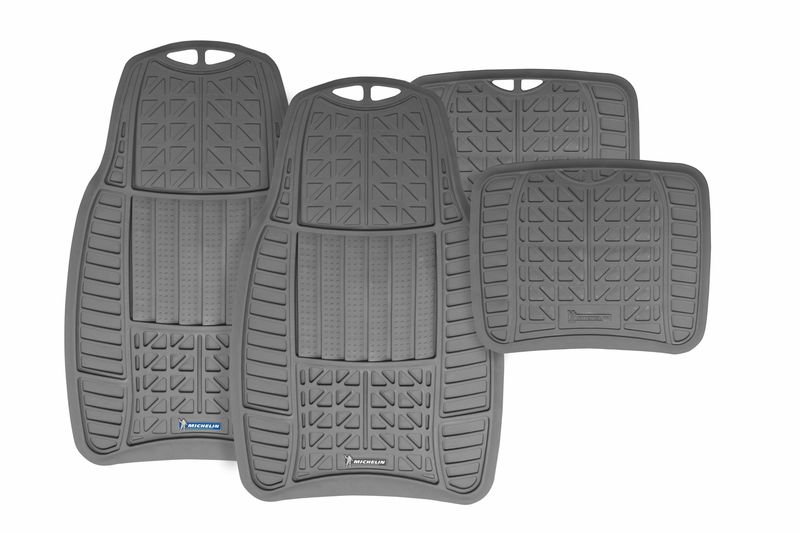 Michelin - 4 Piece All-Weather Rubber Car Floor Mat Set - Grey