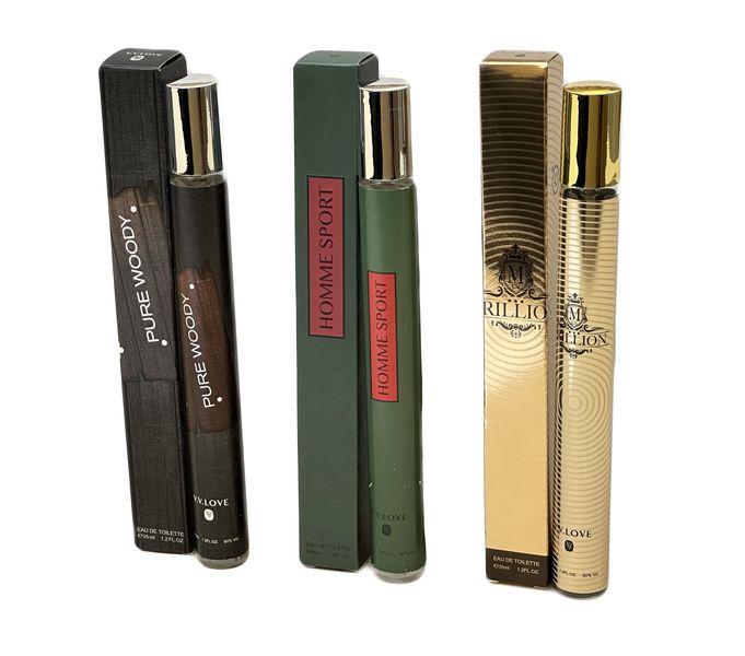 Men Trillion 35ml - Homme Sport 35ml - Pure Woody 35ml Gift Set Combo