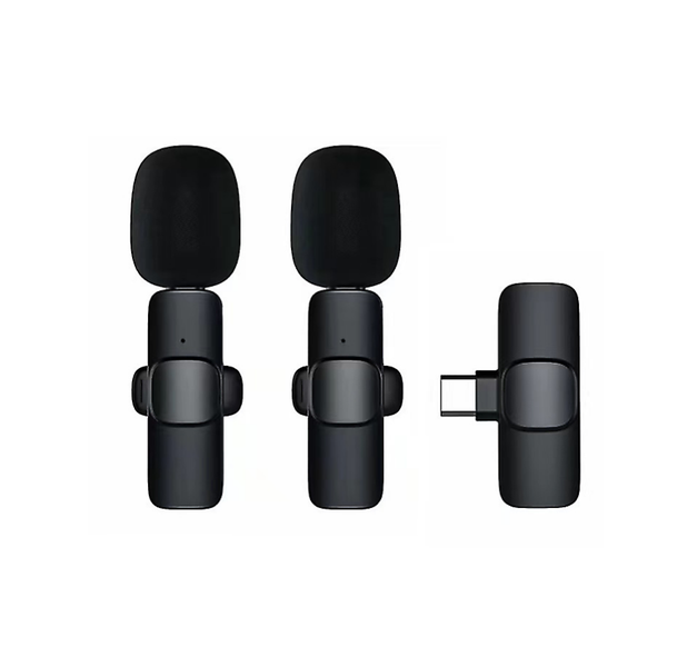 Dual C-Type Wireless Lavalier Microphone, With Clear Sound Reception