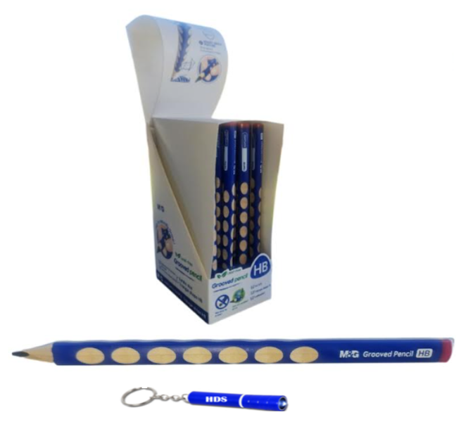 M&amp;G Grooved HB pencil 24pcs , Triangle shaped wooded with HDS branded torch
