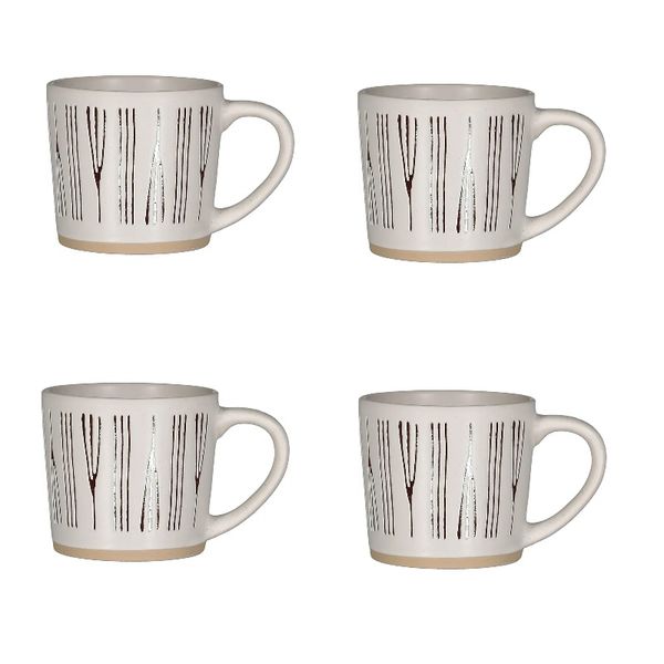 Ceramic Coffee Mugs With Gold Rim at The Bottom - 4p Piece
