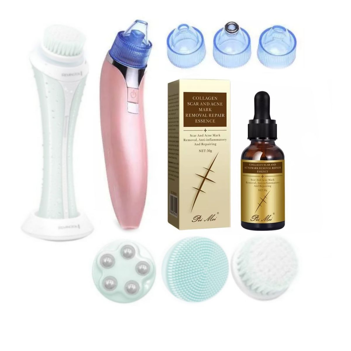 Silicon Face Brush , Blackhead Remover & Collagen Scar & Acne Essence