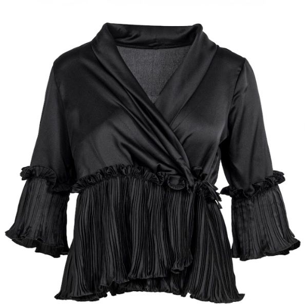 Womens Satin Wrap Blouse with Knife Pleat Frill | Shop Today. Get it ...