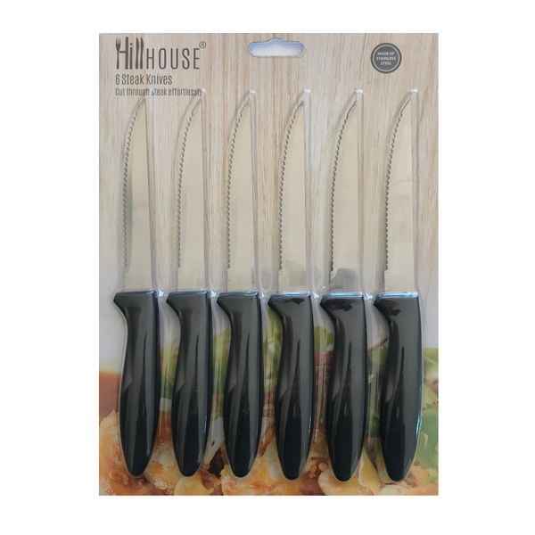 6 Piece Serrated Stainless Steel Steak Knives Set (Set of 2)