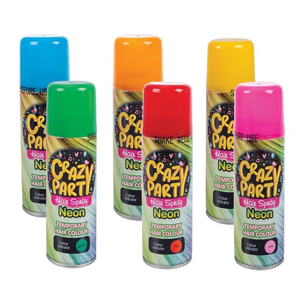 Bulk Pack x 6 Hair Party Spray 280ml - Neon Colours