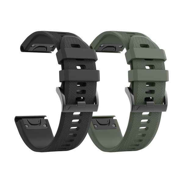 2 PACK Replacement Silicone Strap Compatible With Garmin Fenix 26mm