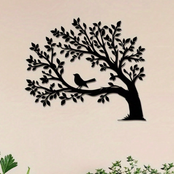 Bohemian Life Tree Metal Wall Art with Bird