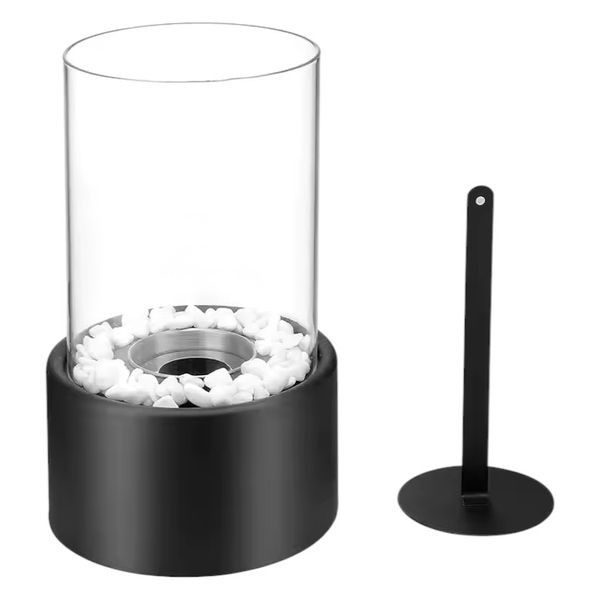 Portable Smokeless Flame Fireplace &amp; Stove For Tabletop - Black