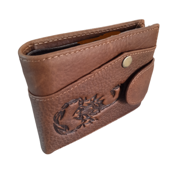 Premium Quality Genuine Leather Wallet with Embossed Image BROWN GX062