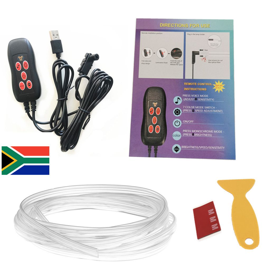 Car Interior Lighting Fibre Optic Ambient Light 3m and SA Flag Decal