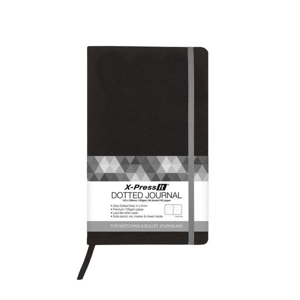 A5 192 Page Dotted Journal With Elastic Closure - Black