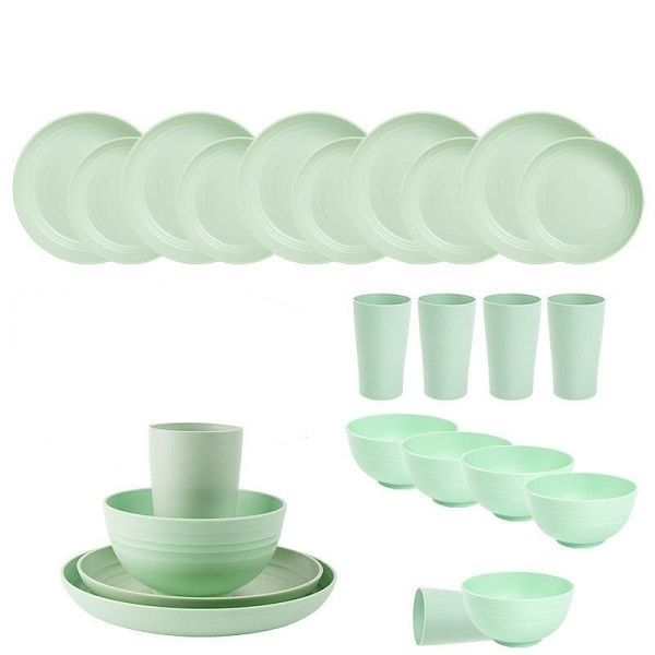Wheat Straw Plastic Dinnerware Set - 24-Piece