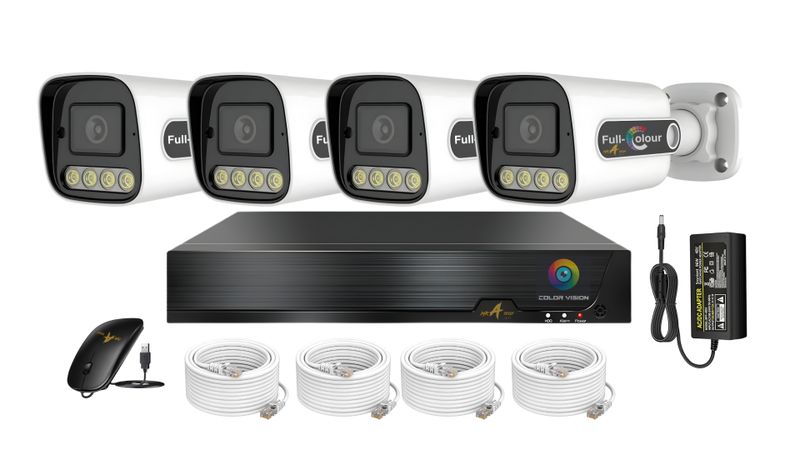 CCTV IP 4MP CCTV Kit-4 Channel NVR Full Color Night Vision Outdoor Cameras