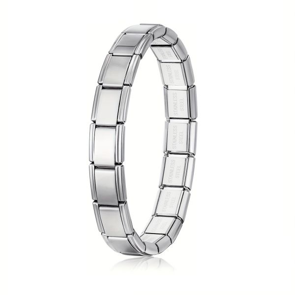 Embellished Charm 18 Inter-Link Bracelet Shiny Silver 9mm
