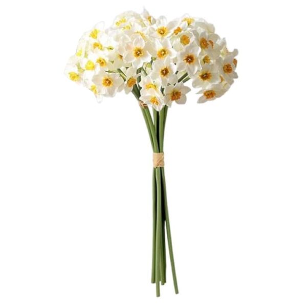 Decor DIY Realistic Artificial White Narcissus Flower Bundle (14CM)