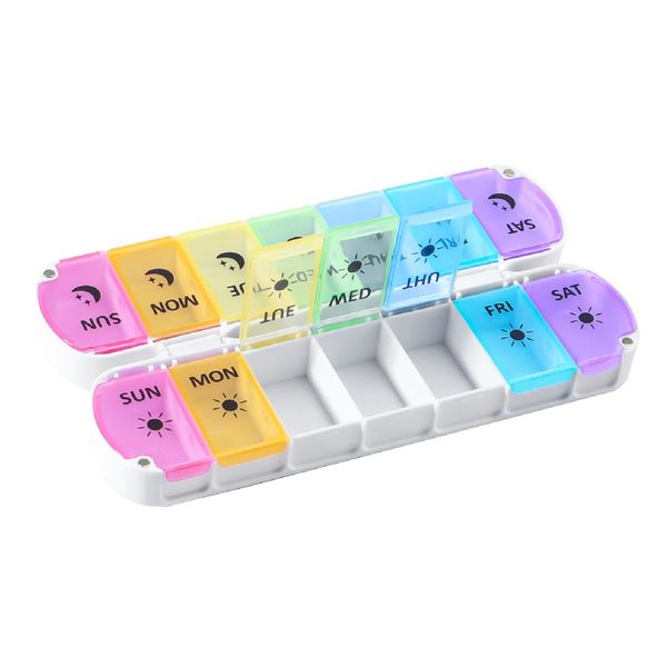 Pill Organizer 7 Day, Foldable Weekly AM PM Pill Case, Travel Pill Box