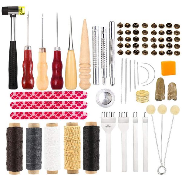 46-in-1 Basic Leather Sewing Tool Kit for DIY Leather Craft Making &amp; Repair