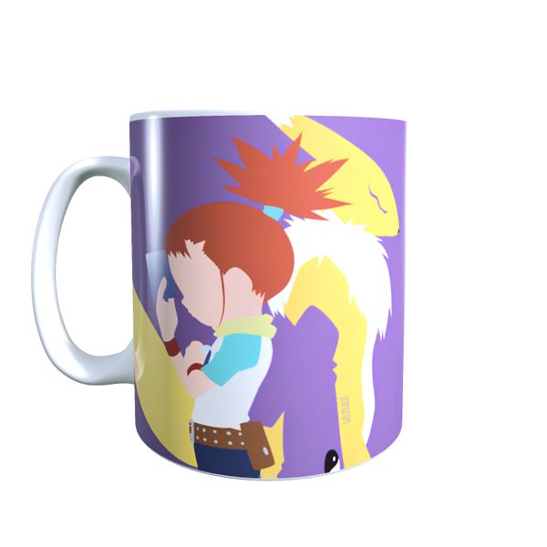 Rika &amp; Renamon Minimal - Digimon Themed Coffee Mug