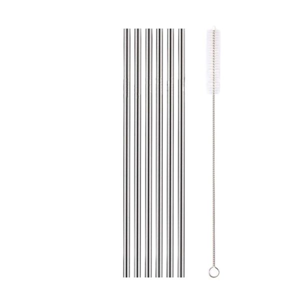 Straight Straw Stainless Steel Straw Set 6-piece Straw Set - Silver