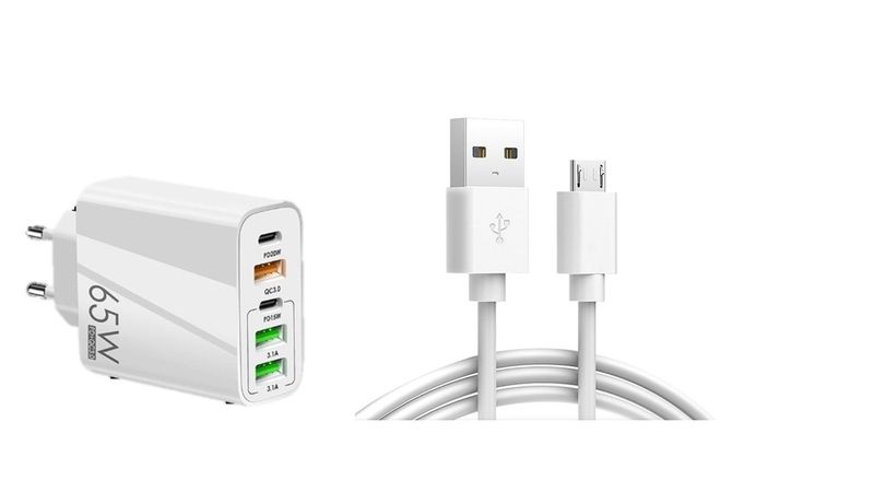 65W Multi-port USB With PD Charger Plus USB To Micro Cable