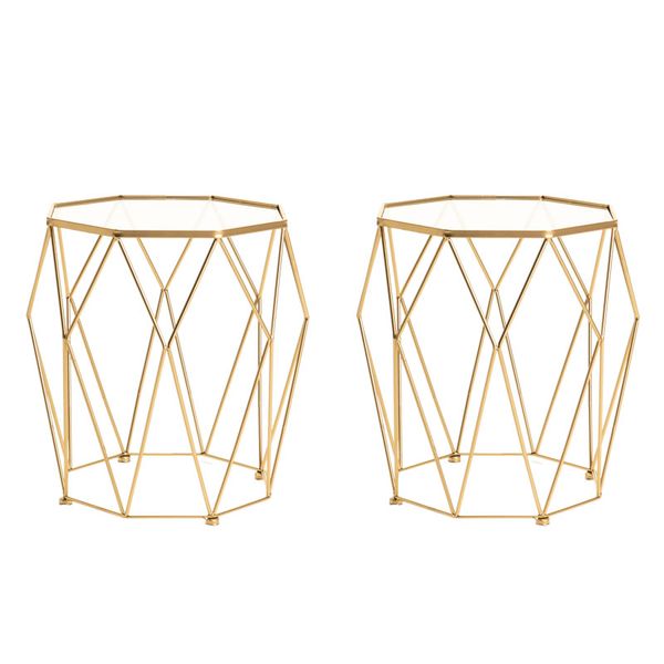 Set of 2 40cm Geometric Accent Metal Side Table