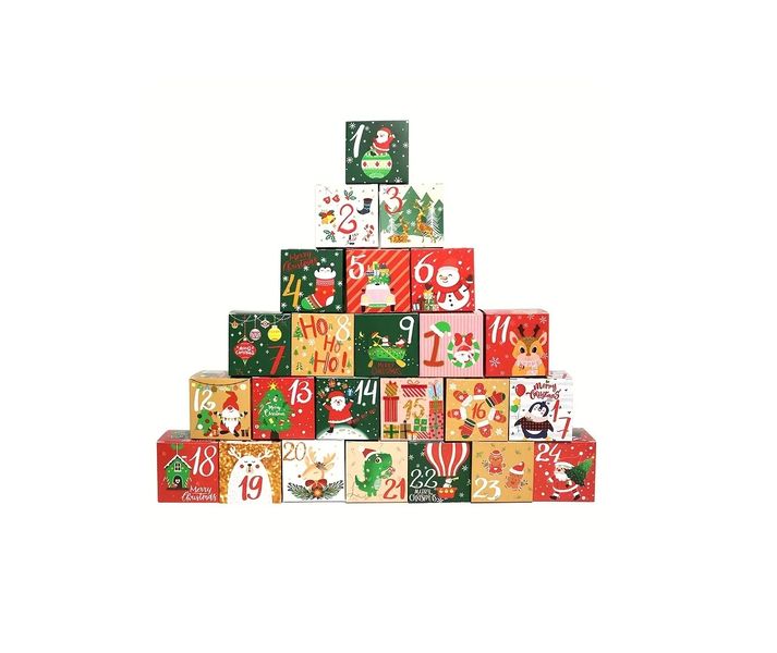 24-Pk Reusable Multicolour Christmas Advent Calendar Boxes