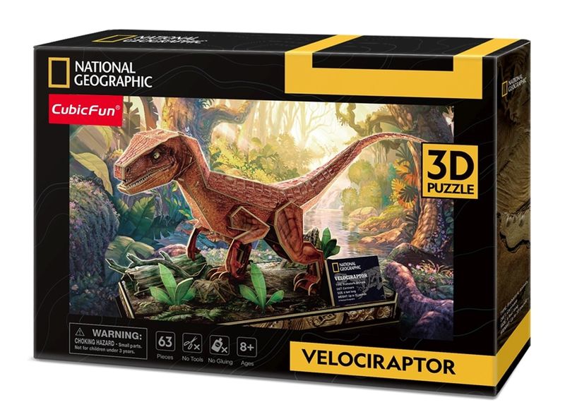 Cubic Fun National Geographic - Velociraptor - 63 Pieces 3D Puzzle