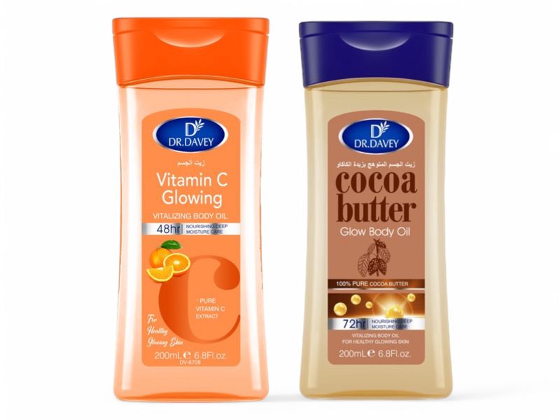 Set of 2-Dr Davey Cocoa Butter Vitamin C Moisturizing Glow Body Oil 200ml