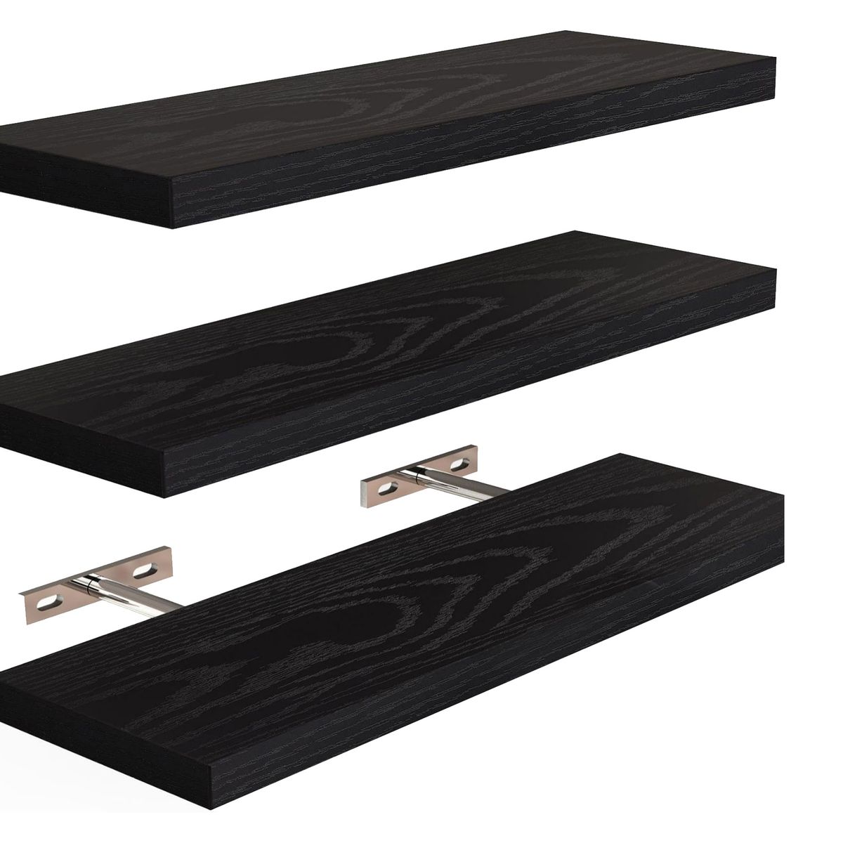 3 x Wooden Wall Mounted Floating Display Shelf Invisible Brackets-16"x6.7"