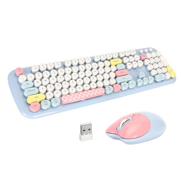 Cat Theme Keyboard &amp; Mouse Wireless, Colorful