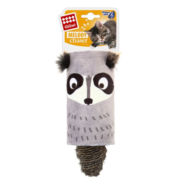 Gigwi Melody Tube Melody Chaser Racoon w/ Sound Chip Cat Toy